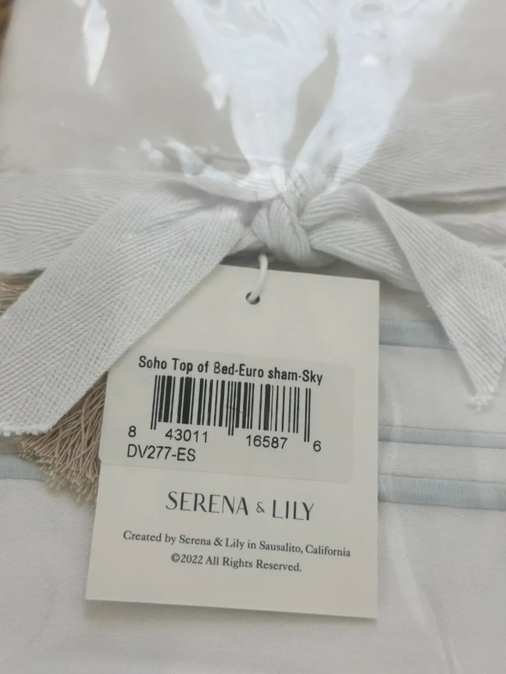 NEW Serena & Lily Soho Sateen Euro Pillow Sham-Sky Blue